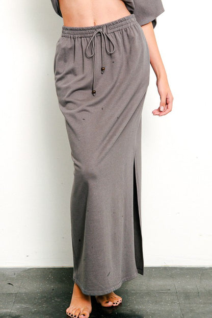 BRUSHED ORGANIC HEMP Side Slit Maxi Skirt