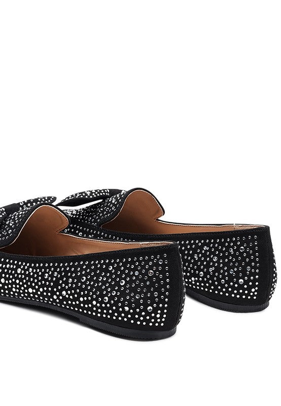 DEWDROPS EMBELLISHED CASUAL BOW LOAFERS