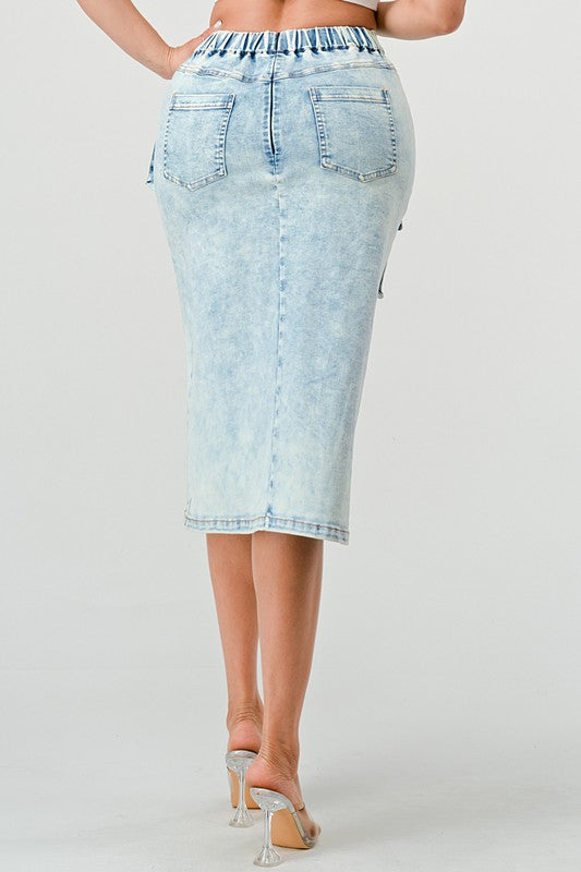CASUAL WASHED DENIM SKIRT