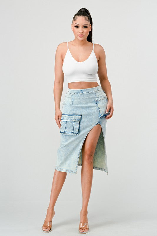 CASUAL WASHED DENIM SKIRT