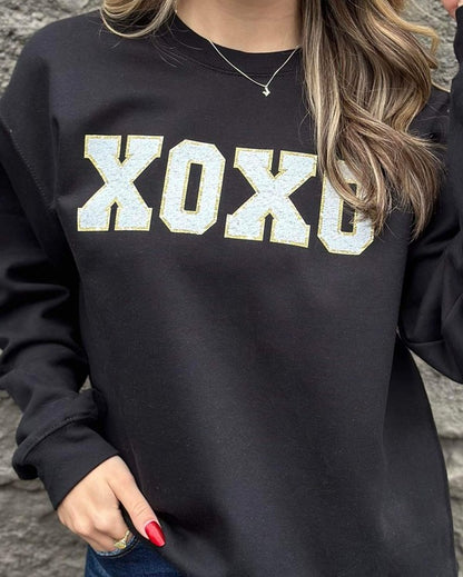 XOXO faux Patch Black Sweatshirt