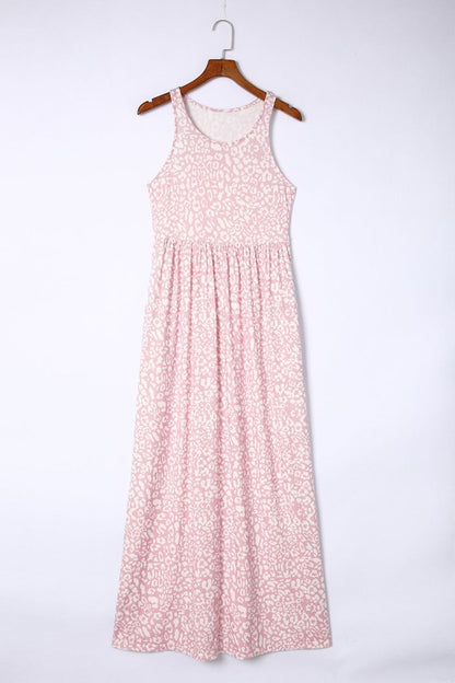 Leopard Dust Baby Pink Sleeveless maxi dress