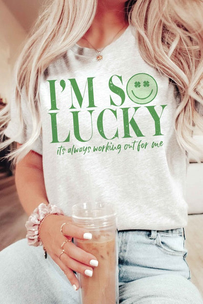 IM SO LUCKY HAPPY FACE Graphic T-Shirt