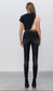 High rise leather denim pant