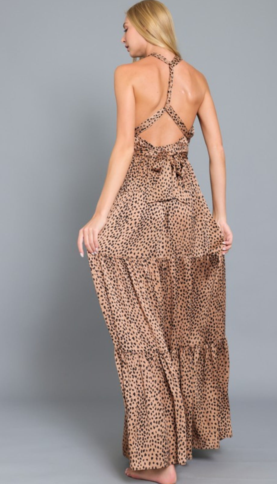 Leopard slit maxi dress