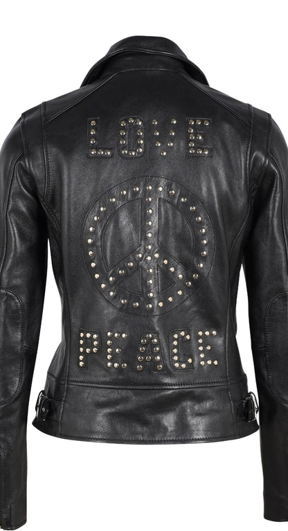 Peace love leather jacket